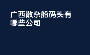 广西散杂船码头有哪些公司