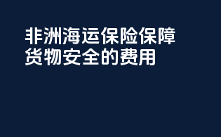 非洲海运保险：保障货物安全的费用