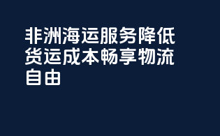 非洲海运服务：降低货运成本，畅享物流自由