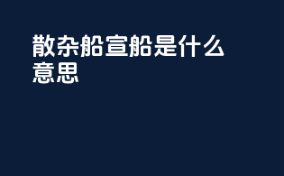 散杂船宣船是什么意思