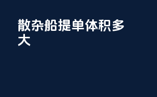 散杂船提单体积多大