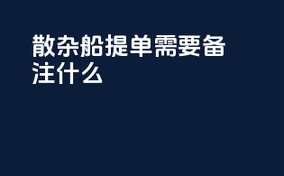 散杂船提单需要备注什么