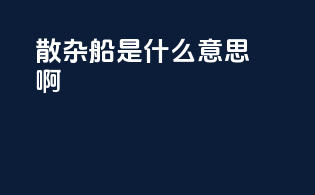 散杂船是什么意思啊