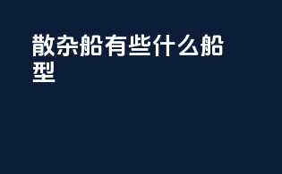 散杂船有些什么船型