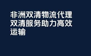 非洲双清物流代理，双清服务助力高效运输