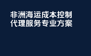 非洲海运成本控制，代理服务专业方案