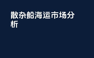 散杂船海运市场分析