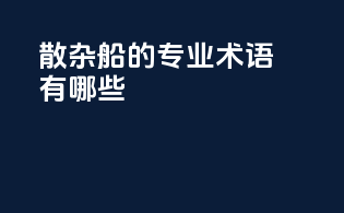 散杂船的专业术语有哪些
