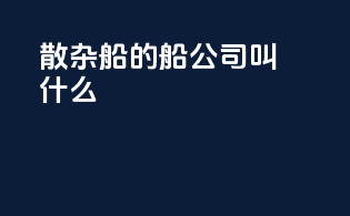 散杂船的船公司叫什么