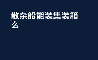 散杂船能装集装箱么