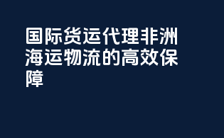 国际货运代理：非洲海运物流的高效保障