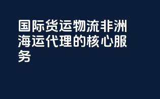 国际货运物流：非洲海运代理的核心服务