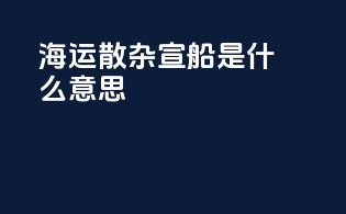 海运散杂宣船是什么意思