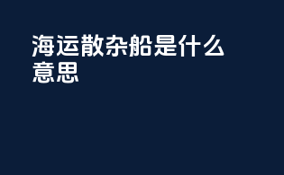 海运散杂船是什么意思