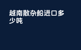 越南散杂船进口多少吨