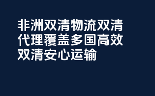 非洲双清物流双清代理，覆盖多国，高效双清，安心运输