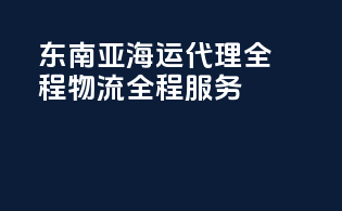 东南亚海运代理：全程物流，全程服务