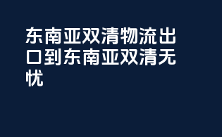 东南亚双清物流，出口到东南亚双清无忧