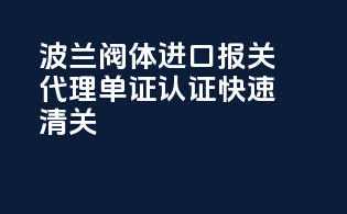 波兰阀体进口报关代理｜单证认证｜快速清关