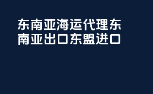东南亚海运代理：东南亚出口，东盟进口