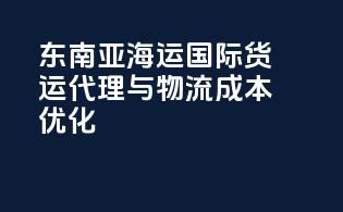 东南亚海运国际货运代理与物流成本优化