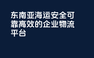东南亚海运：安全可靠高效的企业物流平台