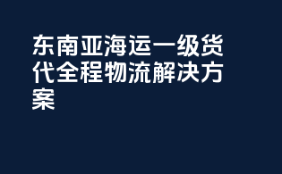 东南亚海运一级货代，全程物流解决方案