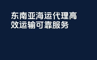 东南亚海运代理：高效运输，可靠服务