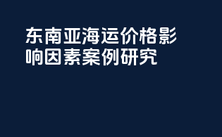东南亚海运价格影响因素案例研究