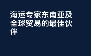 海运专家，东南亚及全球贸易的最佳伙伴