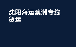 沈阳海运澳洲专线货运