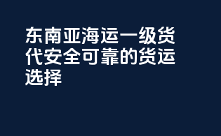 东南亚海运一级货代，安全可靠的货运选择