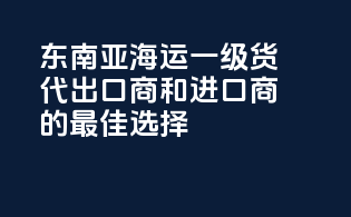 东南亚海运一级货代，出口商和进口商的最佳选择