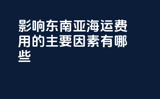 影响东南亚海运费用的主要因素有哪些？