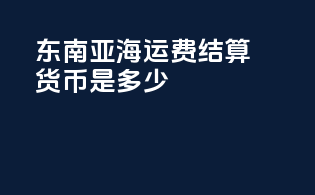 东南亚海运费结算货币是多少