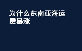 为什么东南亚海运费暴涨