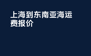 上海到东南亚海运费报价