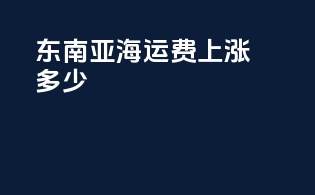 东南亚海运费上涨多少