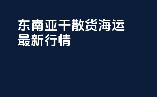 东南亚干散货海运最新行情