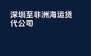 深圳至非洲海运货代公司