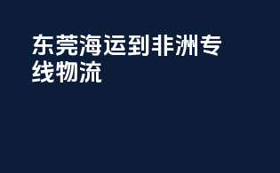 东莞海运到非洲专线物流