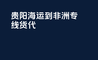 贵阳海运到非洲专线货代