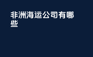 非洲海运公司有哪些