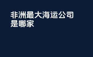 非洲最大海运公司是哪家