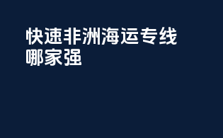 快速非洲海运专线哪家强