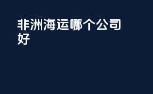 非洲海运哪个公司好