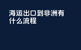 海运出口到非洲有什么流程
