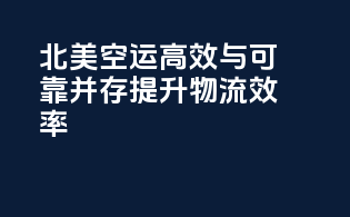 北美空运：高效与可靠并存，提升物流效率