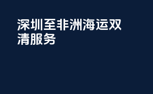 深圳至非洲海运双清服务