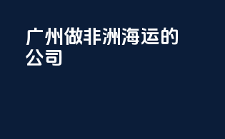 广州做非洲海运的公司